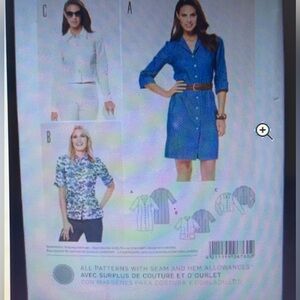 Burda Sewing Pattern 6760 Shirt Dress, Top, & Front Button Jacket Sizes 10-22